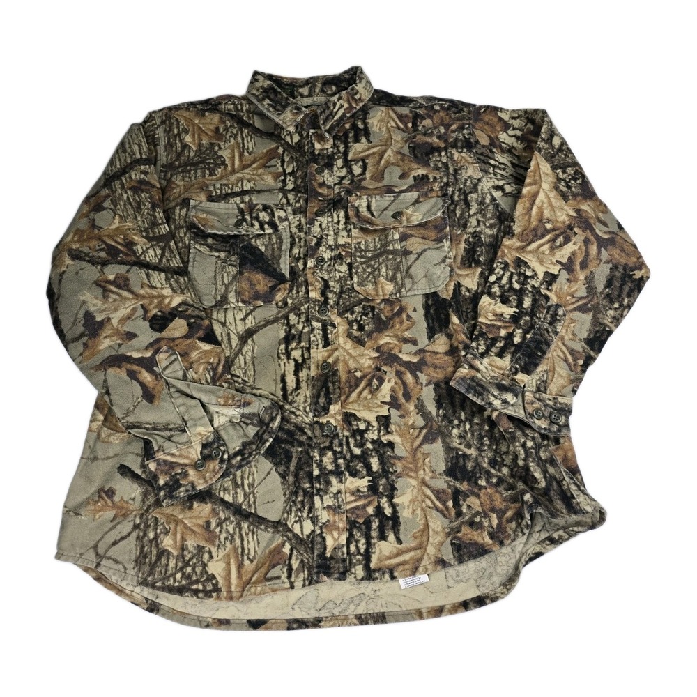 Vintage Cabelas Chamois Shirt Mens 2X Camo Heavy Flannel Made in USA 2XL
